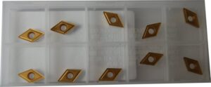 SET OF 10 DCMT CARBIDE INSERTS TiN (GOLD) COATED